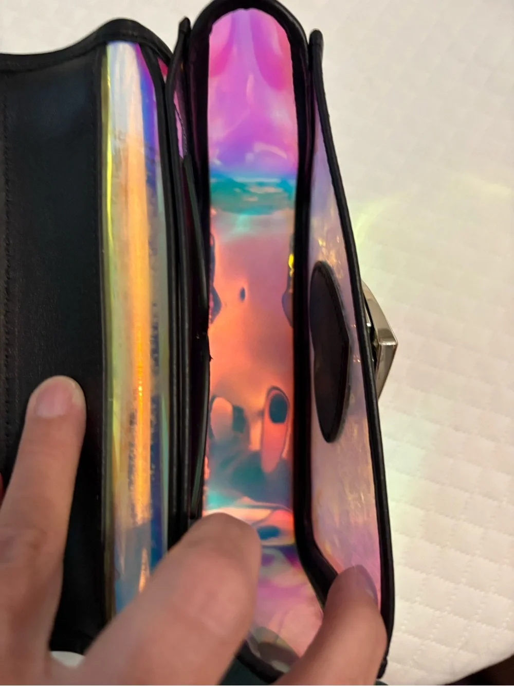 RARE Kate Spade Nicola Iridescent Holographic Heart Crossbody Flap Bag COLLECTOR